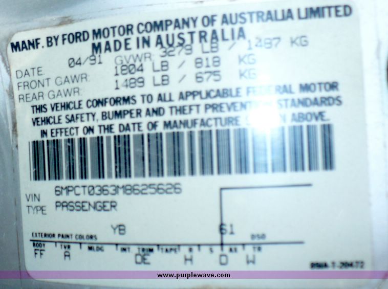 image for item 8564 1991 Mercury Capri XR2 convertible