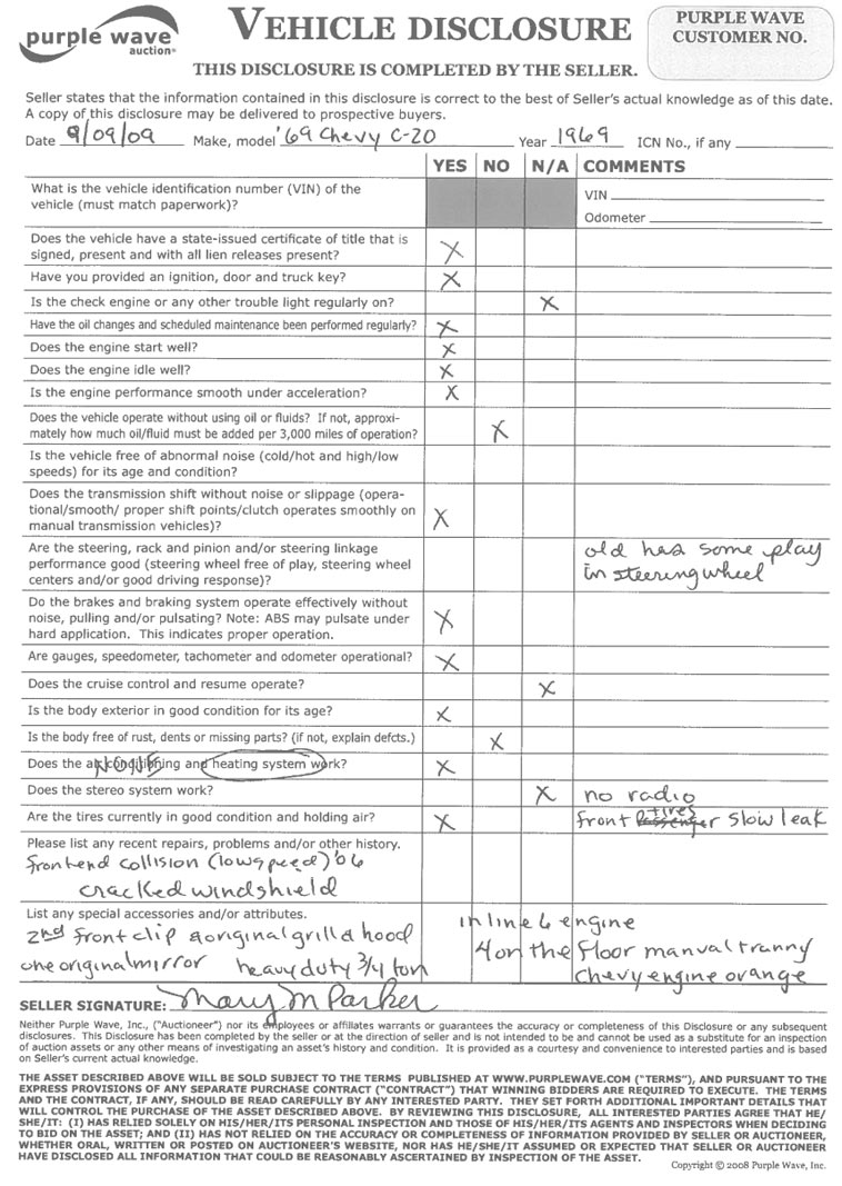 image for item 6010 1969 Chevrolet C/20 pickup truck