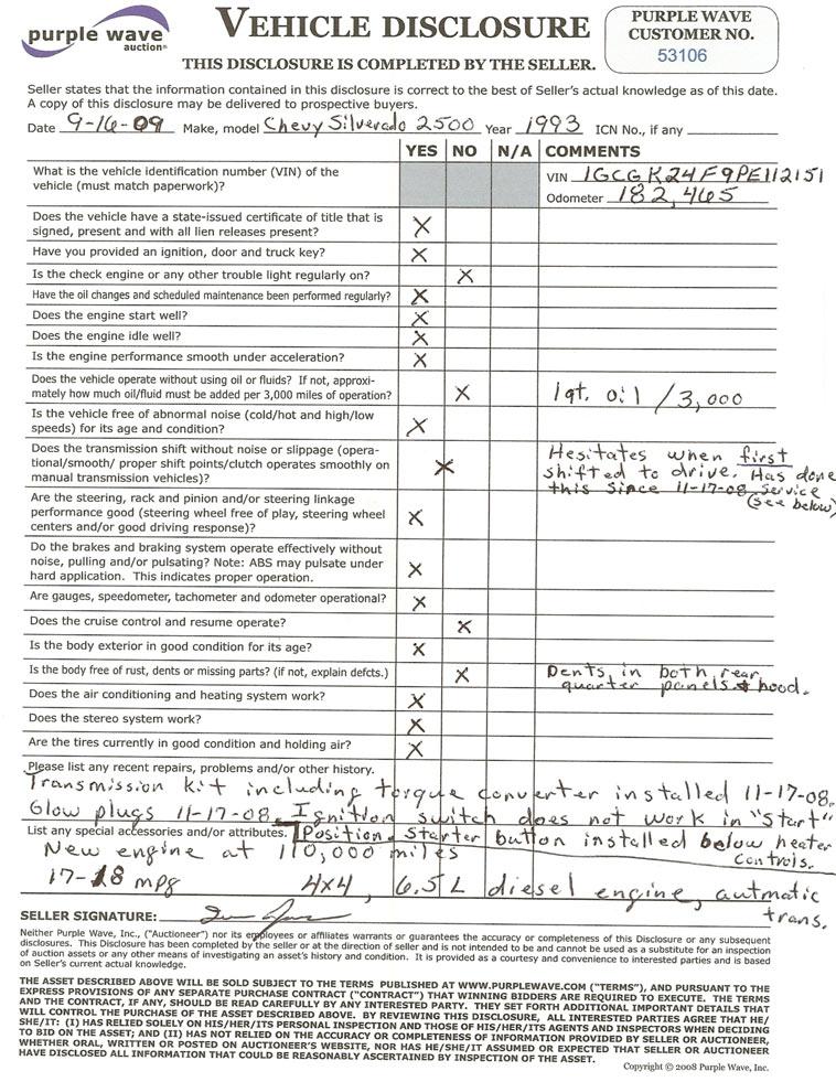 image for item 6011 1993 Chevrolet K2500 pickup truck