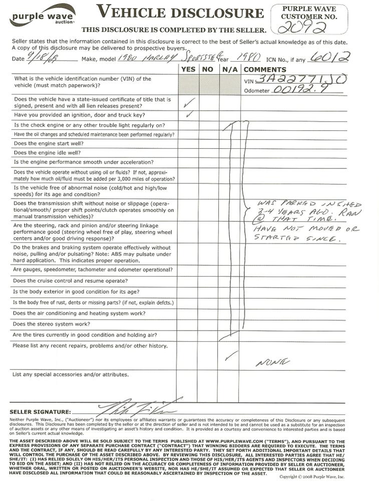 image for item 6012 1980 Harley-Davidson Sportster XLH