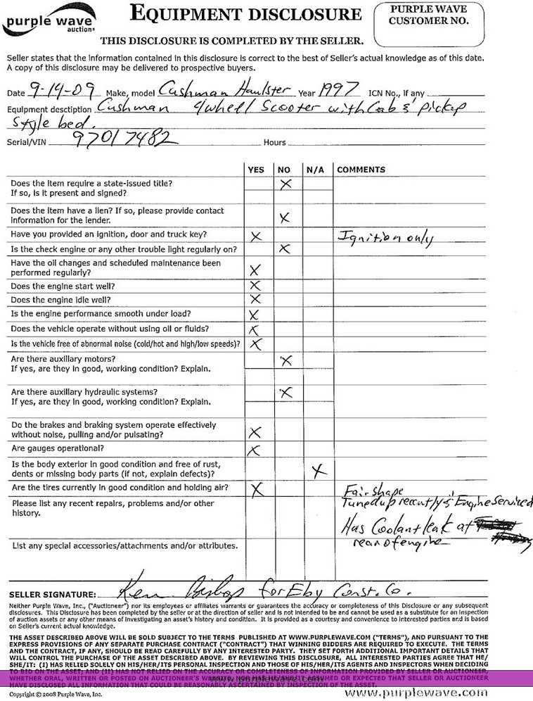 image for item 6956 1997 Cushman 898445 gas powered scooter