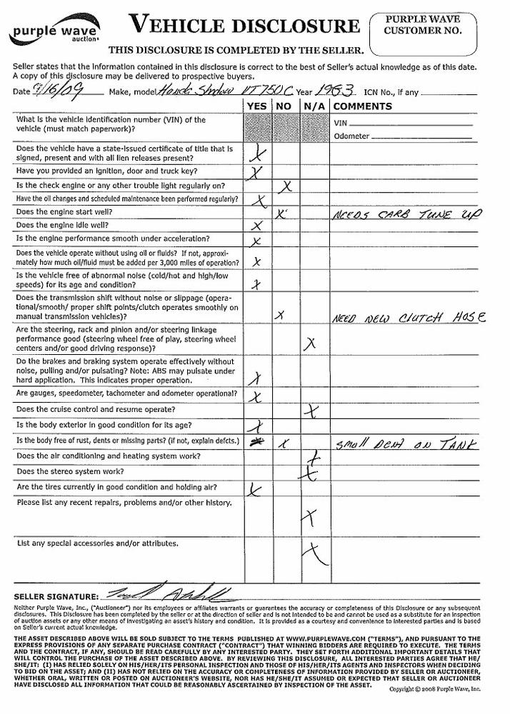 image for item 7067 1983 Honda Shadow VT750C motorcycle