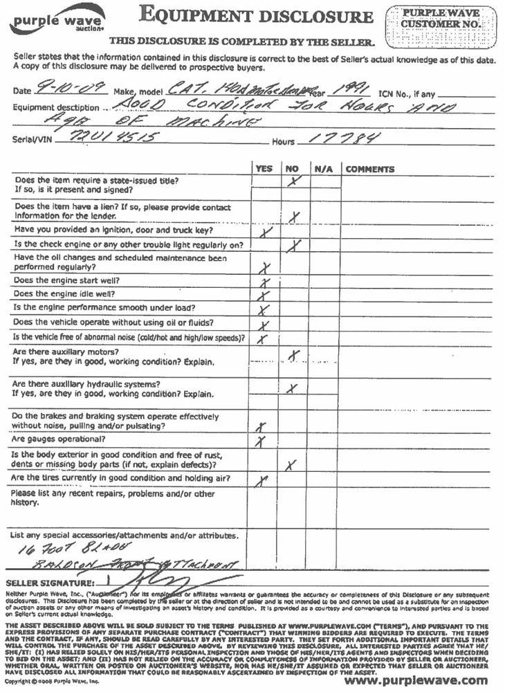 image for item 1501 1991 Caterpillar 140G motor grader