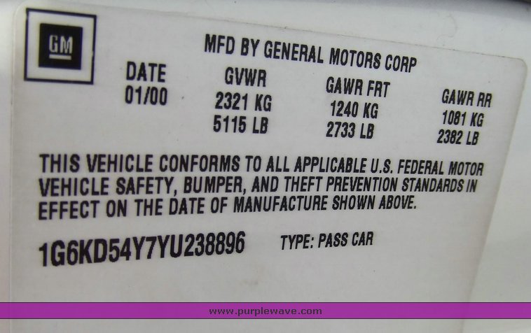 image for item 6075 2000 Cadillac Deville