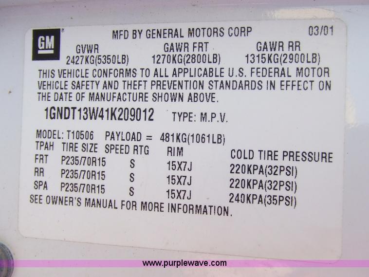 image for item 6228 2001 Chevrolet Blazer