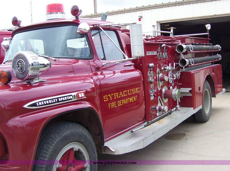 1959 Chevrolet Spartan fire truck in Syracuse, KS Item 8890 sold