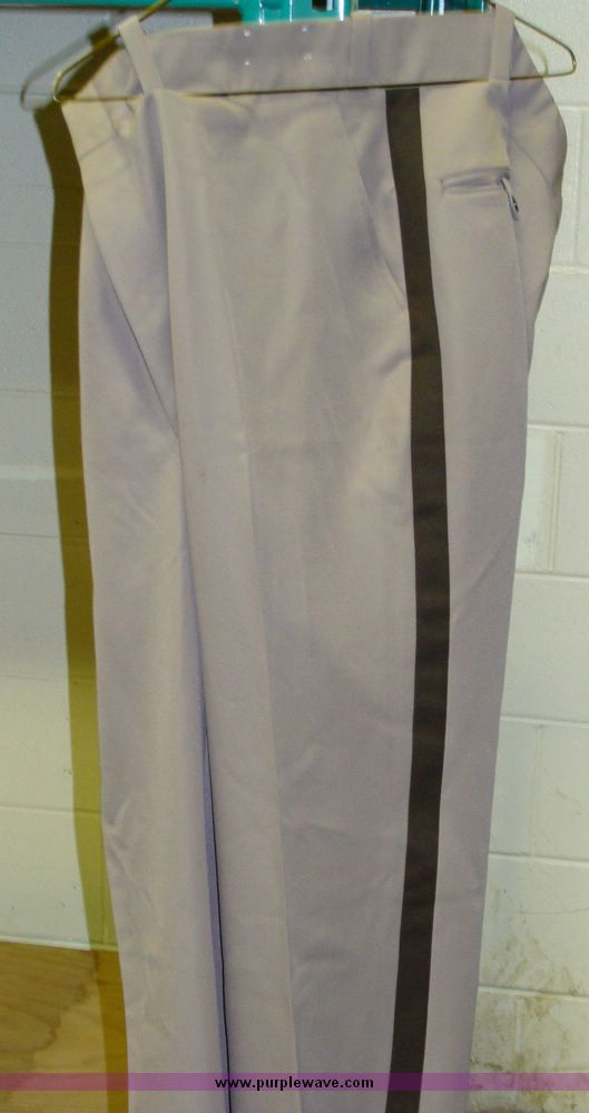 image for item 8919 (35) Elbeco tan uniform poly slacks with dark brown stripe