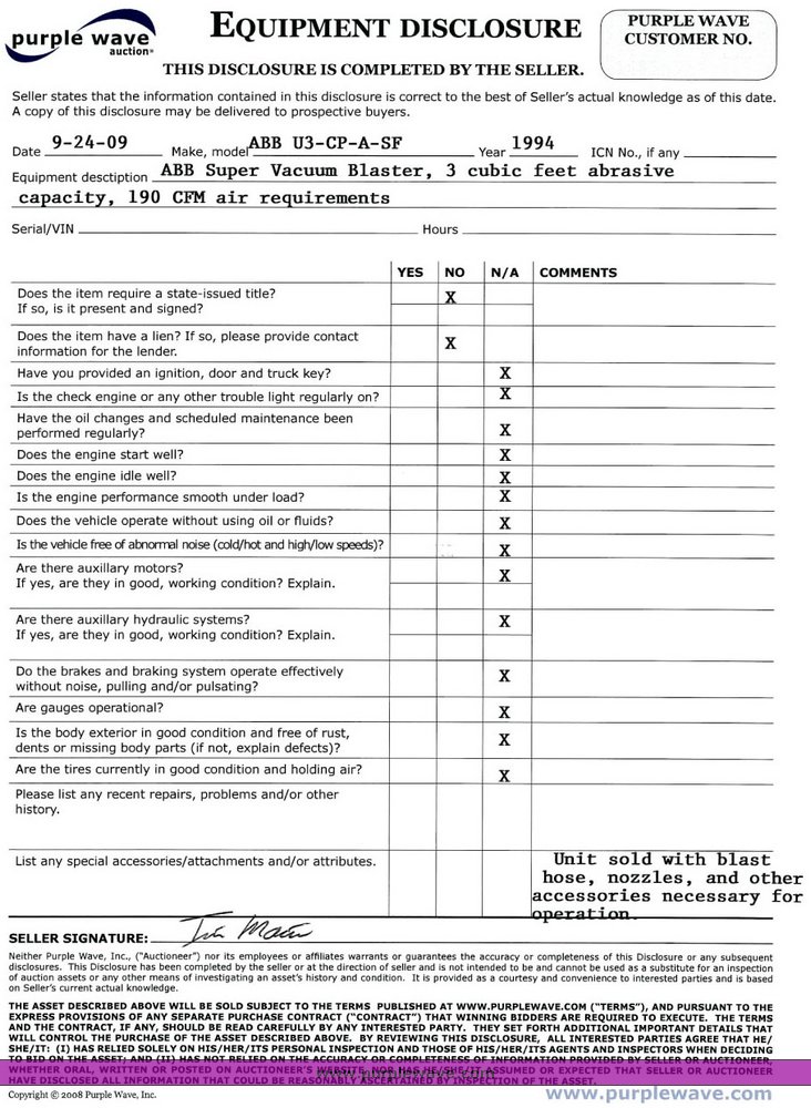 image for item 1202 1994 ABB U3-CP-A-SF Super Vacuum Blaster