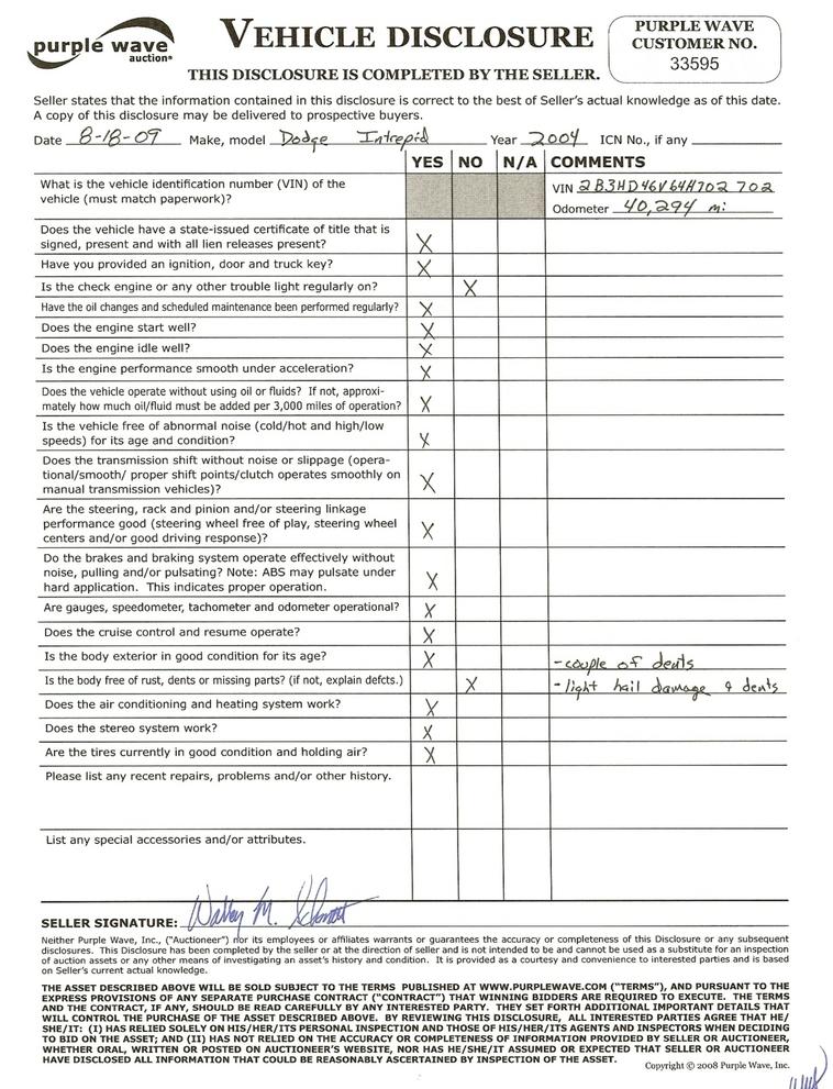 image for item 1500 2004 Dodge Intrepid SE