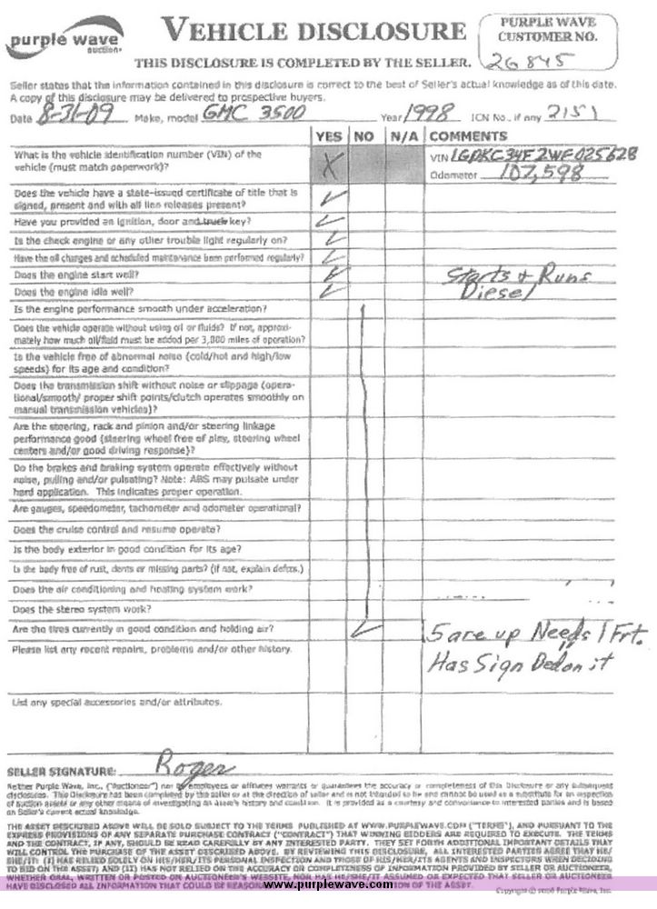 image for item 2151 1998 GMC Sierra C3500 HD pickup with B&W 14' bed