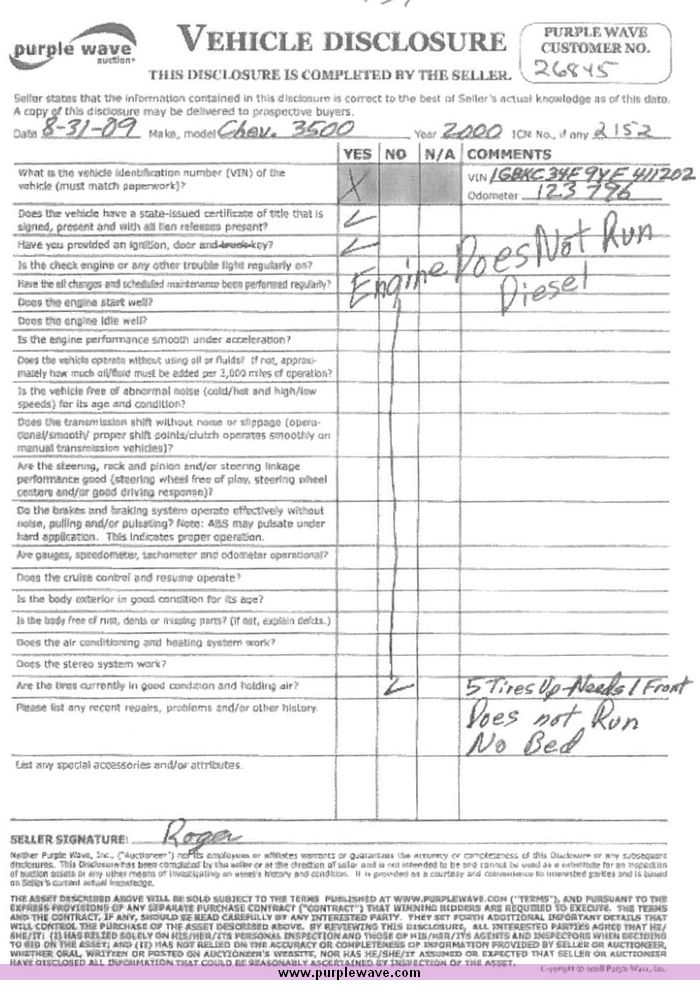 image for item 2152 2000 Chevrolet C3500-HD pickup cab and chassis