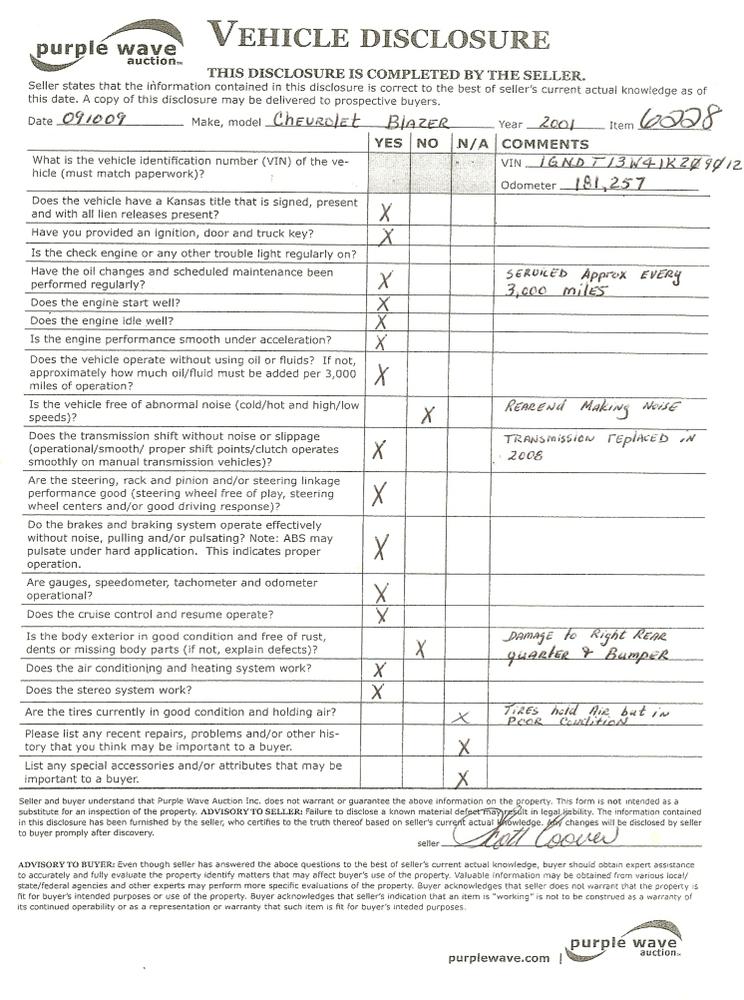 image for item 6228 2001 Chevrolet Blazer