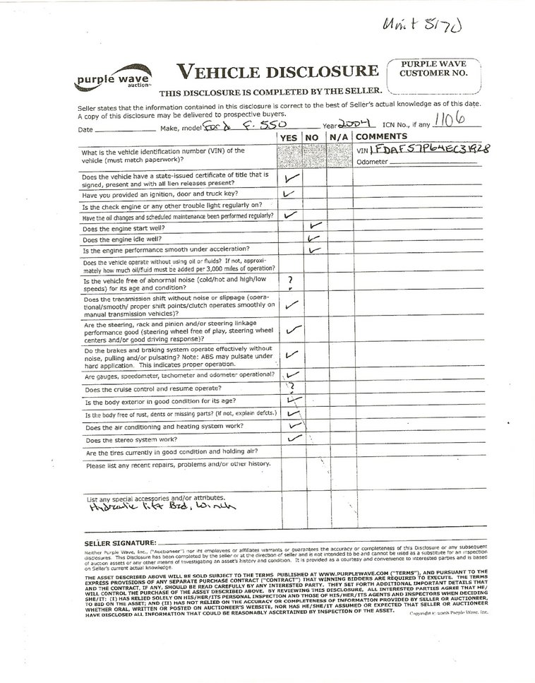 image for item 1106 2004 Ford F550 Super Duty truck