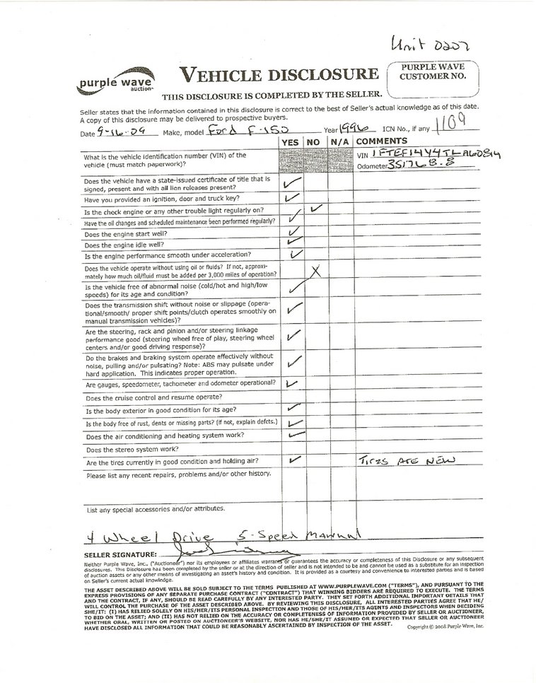 image for item 1109 1996 Ford F150 pickup truck