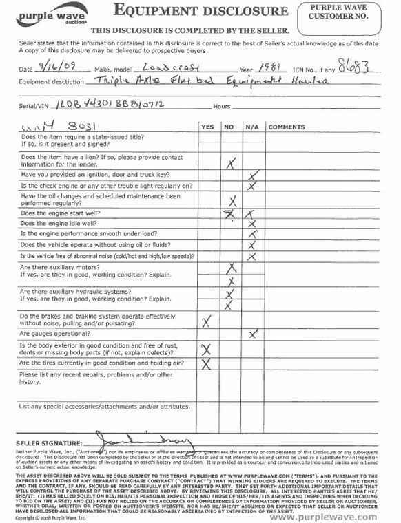 image for item 8683 1981 Bush Hog Landcraft 32' flatbed trailer