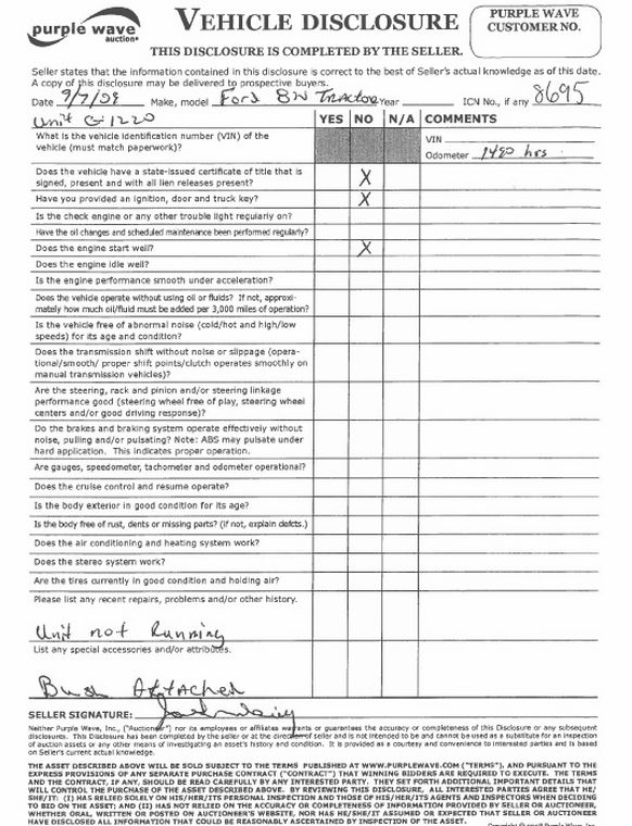 image for item 8695 Ford 8N tractor with 5' three-point mower