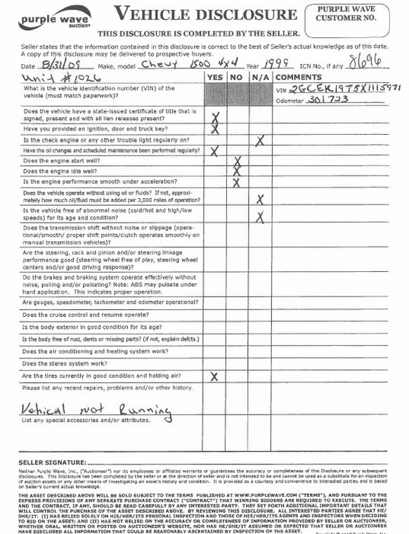 image for item 8696 1999 Chevrolet K1500 Silverado extended cab pickup truck