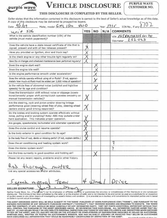 image for item 8702 1995 GMC Sierra K1500 extended cab pickup truck