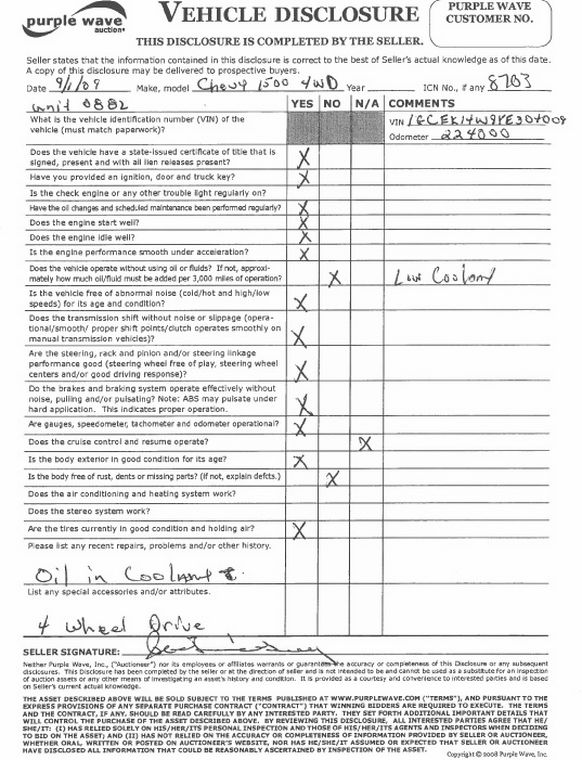 image for item 8703 2000 Chevrolet K1500 Silverado pickup truck