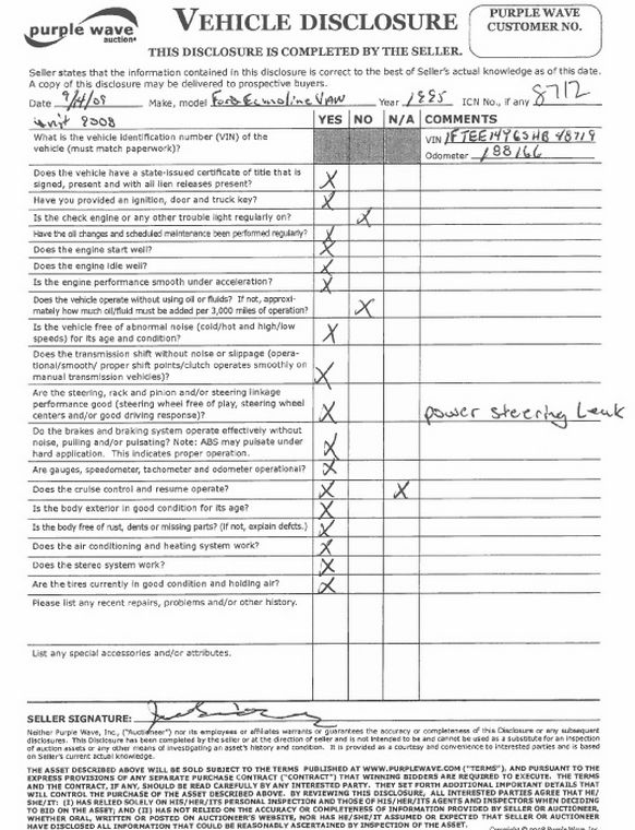 image for item 8712 1995 Ford Econoline E150 van