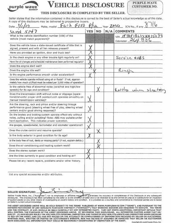 image for item 8716 2000 Ford F150 pickup truck