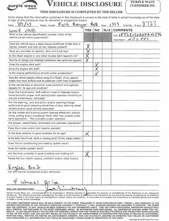 image for item 8723 1999 Ford Ranger extended cab pickup