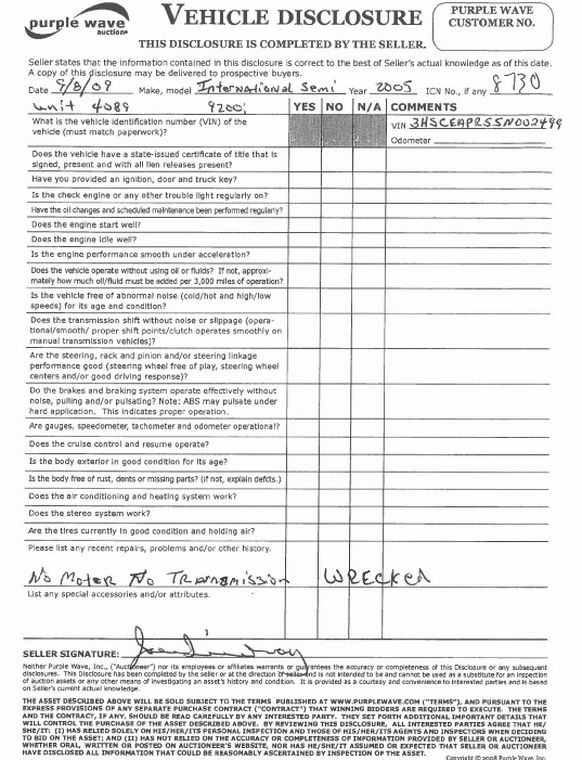 image for item 8730 2005 International 9200 semi truck