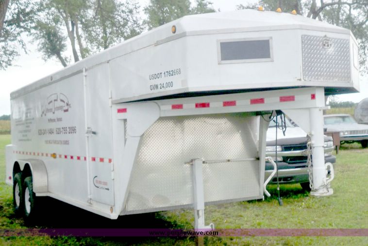 image for item 4001 1991 26' goose neck tandem axle cargo trailer