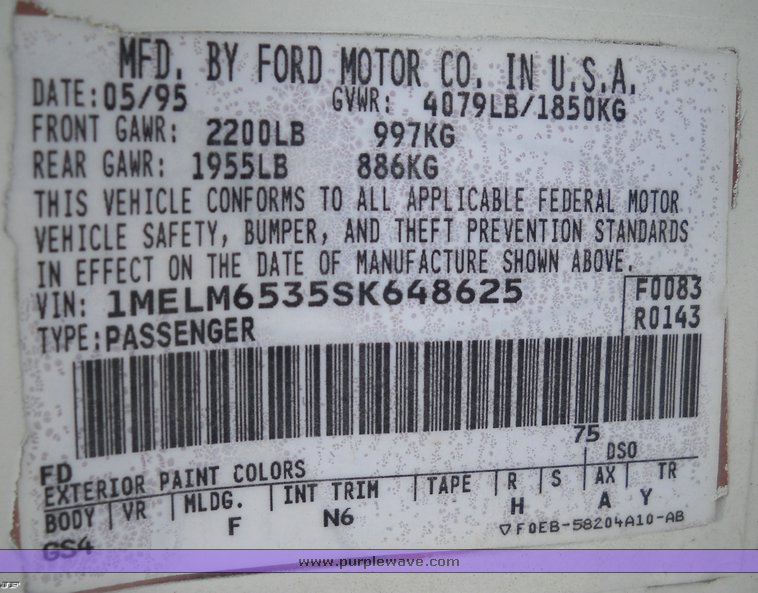 image for item 4248 1995 Mercury Mystique GS