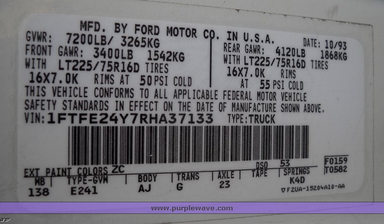 image for item 4249 1994 Ford Econoline E250 cargo van