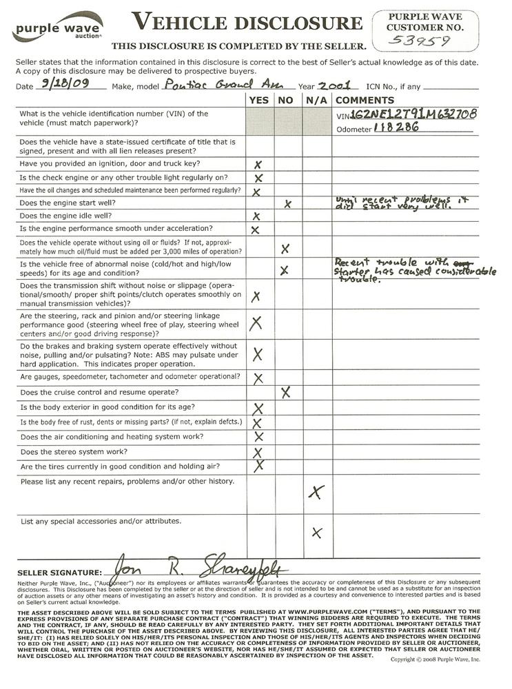 image for item 1504 2001 Pontiac Grand Am SE