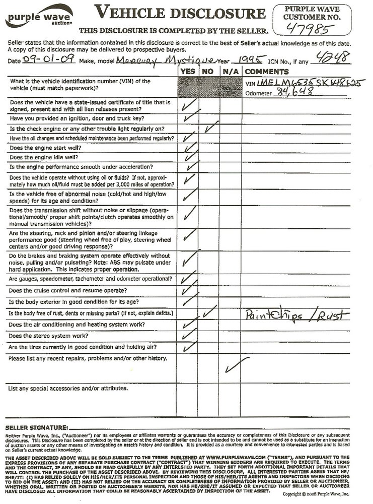 image for item 4248 1995 Mercury Mystique GS