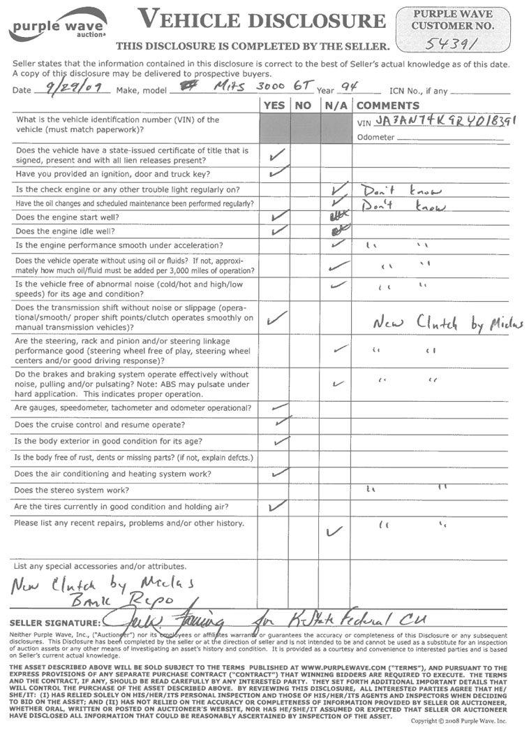 image for item 6628 1994 Mitsubishi 3000 GT VR4