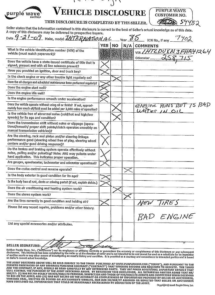 image for item 7402 1985 International S Series 1954 cab and chassis
