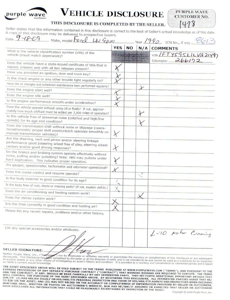 image for item 8613 1990 Ford Aeromax L-9000 single axle truck