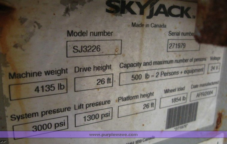 image for item 6503 2004 Skyjack SJIII3226 scissor lift