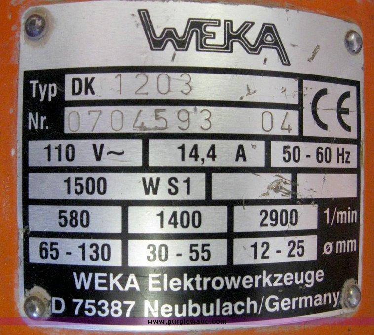 image for item 6772 2004 Weka DK1203 core drill with case