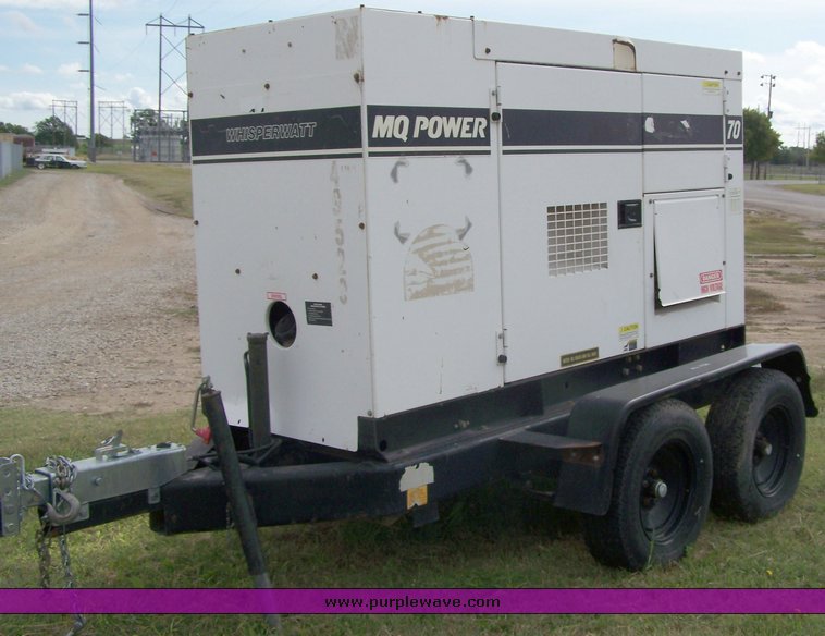 image for item 8616 Muitquipe 70 KV Whisperwatt generator on trailer