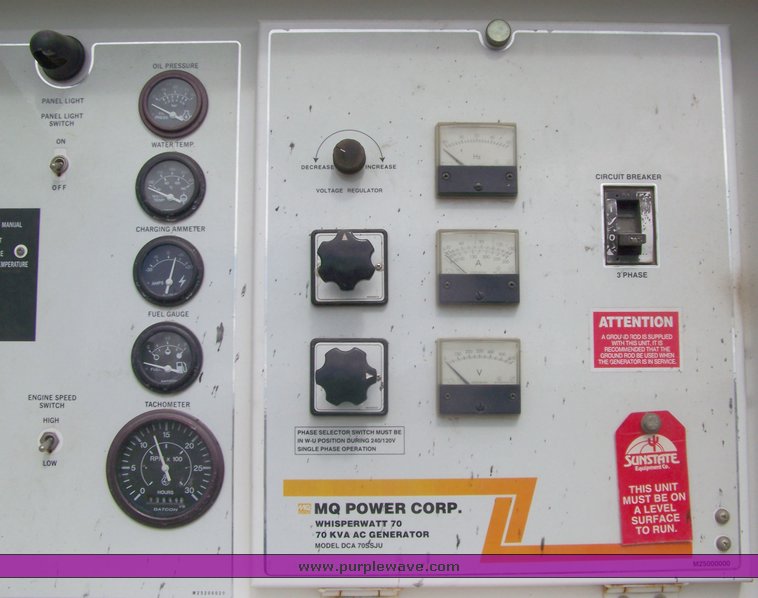 image for item 8616 Muitquipe 70 KV Whisperwatt generator on trailer