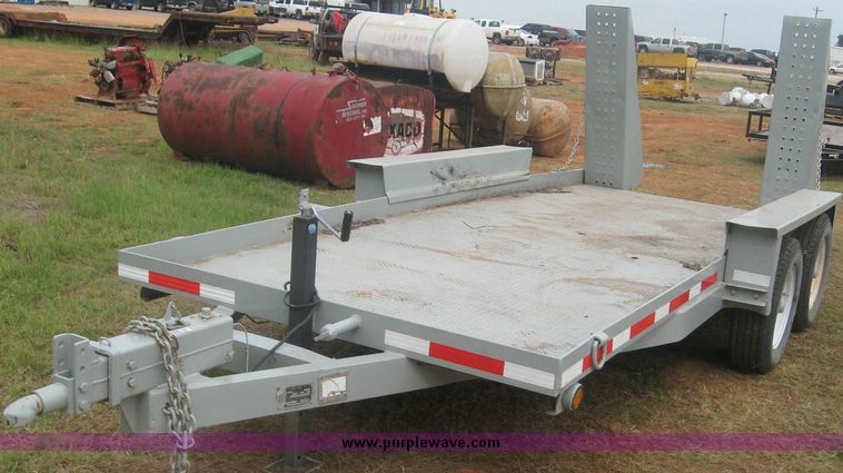 image for item 8755 Belshi 16' steel deck car trailer with fold down ramps