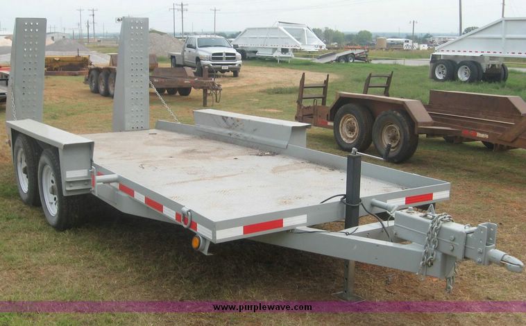 image for item 8755 Belshi 16' steel deck car trailer with fold down ramps