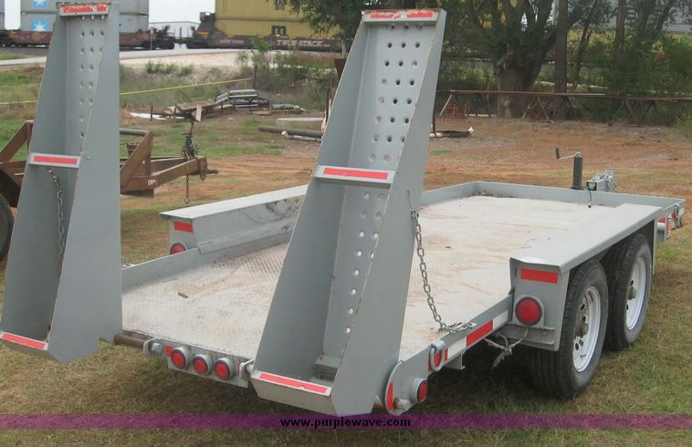 image for item 8755 Belshi 16' steel deck car trailer with fold down ramps