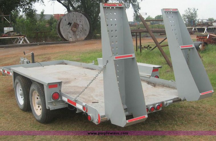 image for item 8755 Belshi 16' steel deck car trailer with fold down ramps