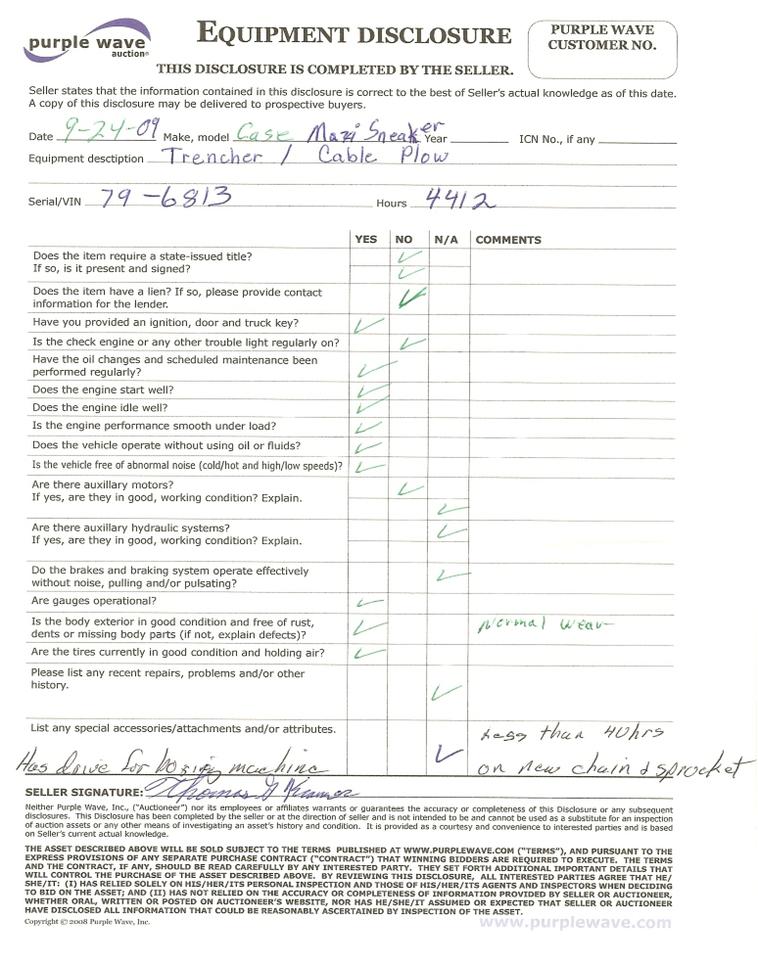 image for item 1500 Case MaxiSneaker trencher/cable plow