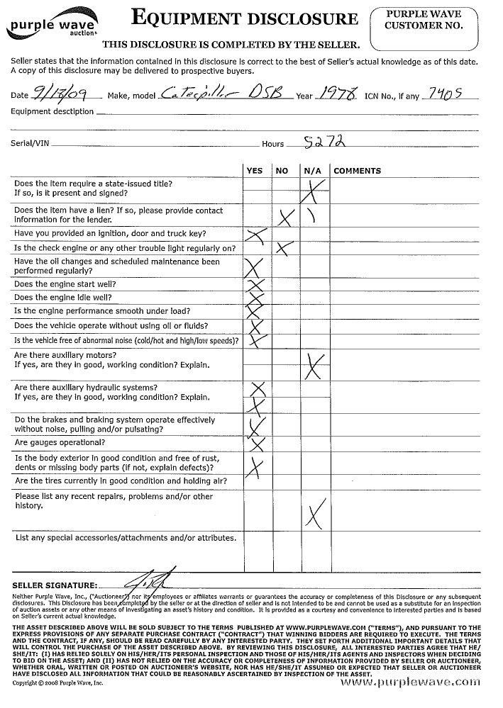 image for item 7405 1978 Caterpillar D5B dozer