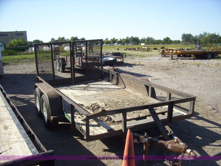 image for item 7608 1987 shop built 15' tandem axle utility trailer