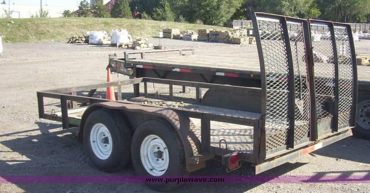 image for item 7608 1987 shop built 15' tandem axle utility trailer