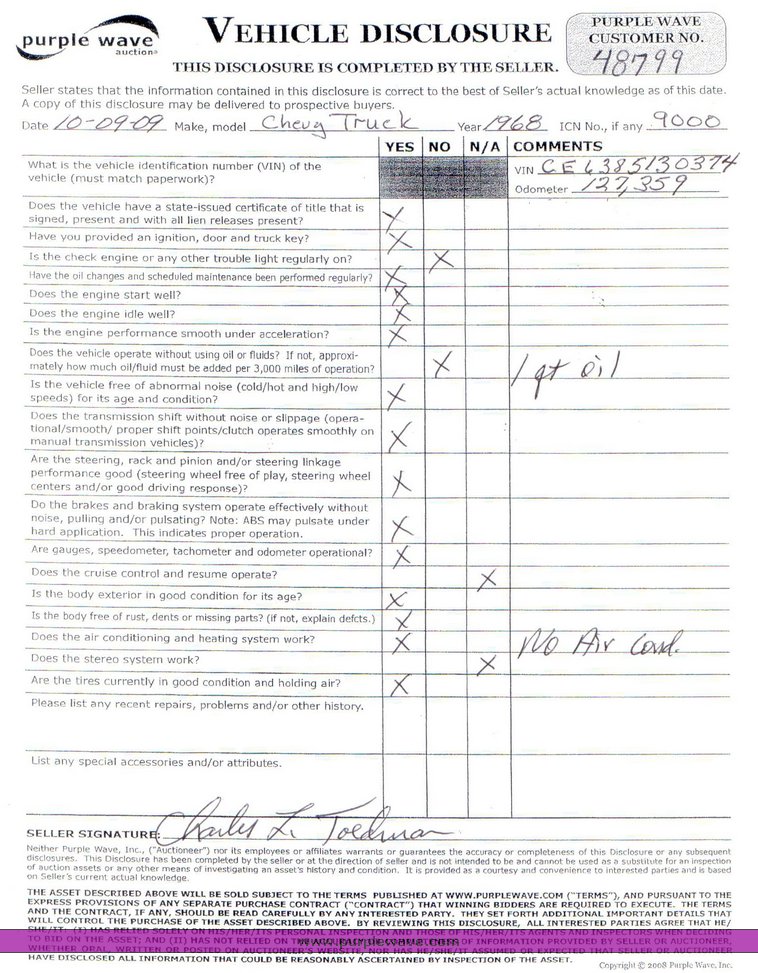 image for item 9000 1968 Chevrolet C-60 truck tandem axle truck