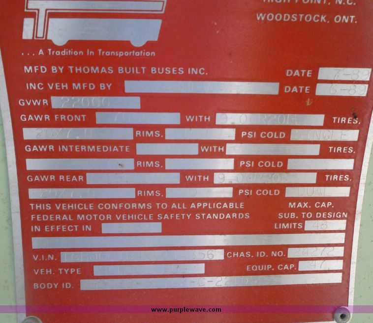 image for item 3599 1989 Chevrolet S6000 B6P042 32 passenger school bus