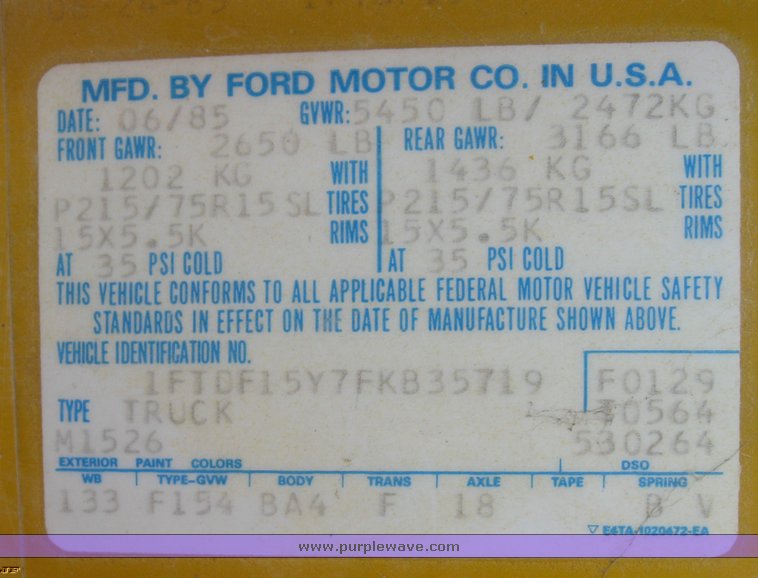 image for item 8395 1985 Ford F150